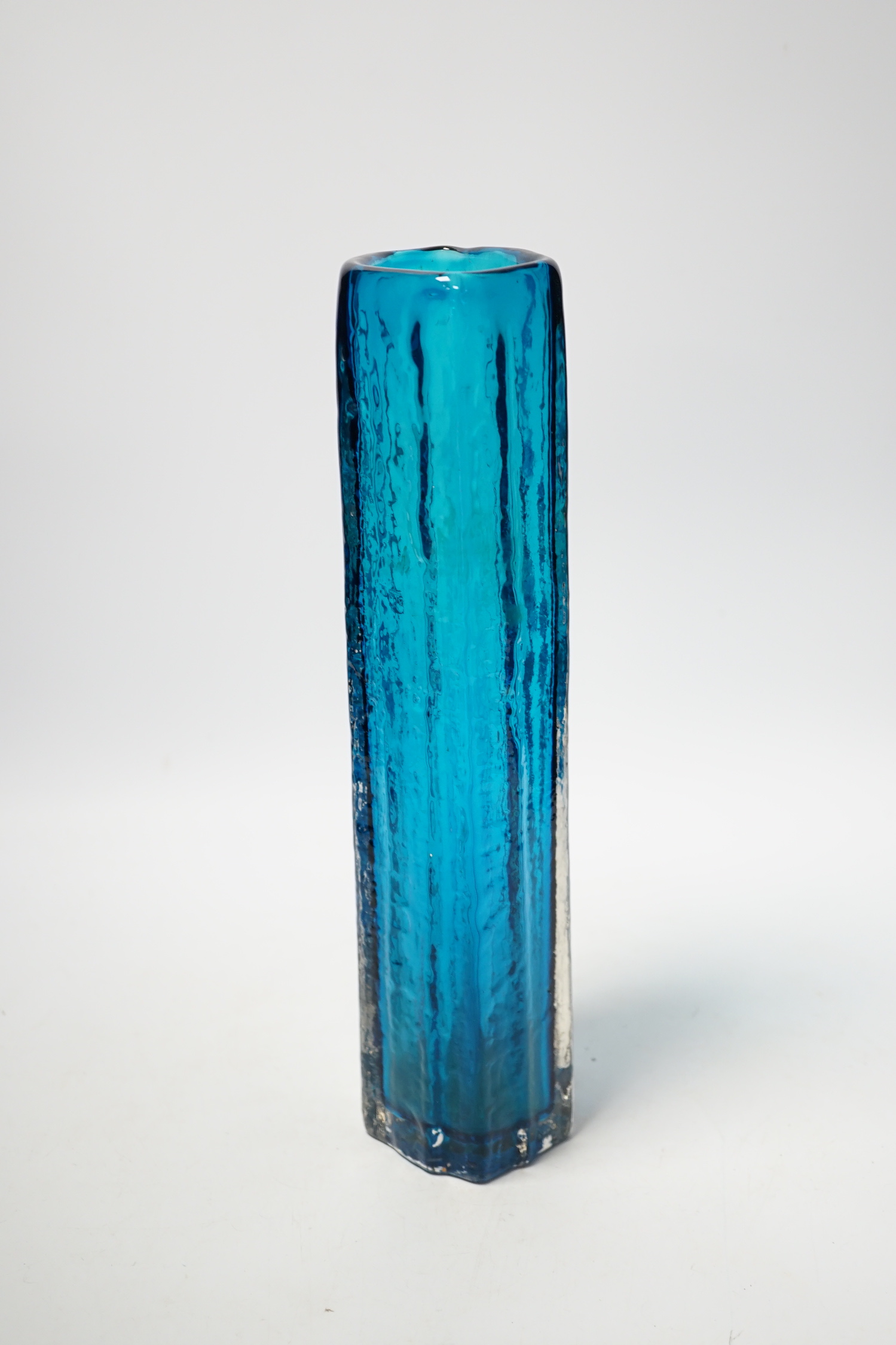 A Whitefriars ‘Cucumber’ vase in kingfisher blue, 30cm high